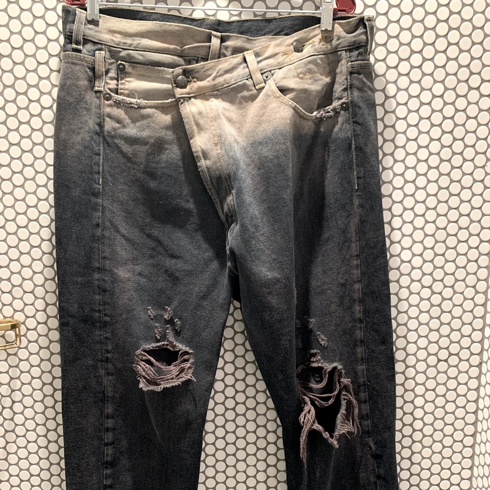 R13 crossover button distressed jeans, 2021